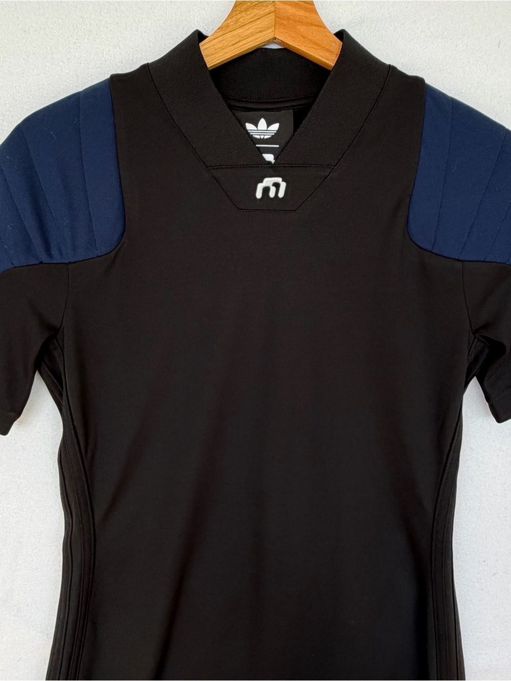 adidas Originals Black Mini Dress with Navy Shoulder Panels